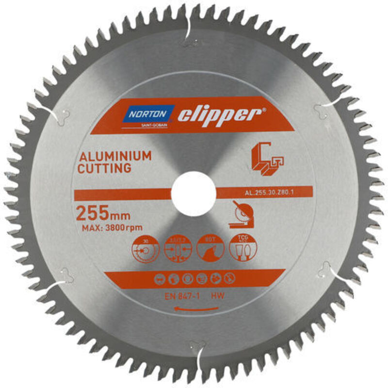 Norton Piła Tarczowa 255mm X 30mm X 80z Aluminium (3, 0/2, 2)