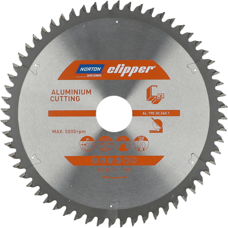Norton Clipper Kreissägeblatt Aluminium 305x30mm 96z, Messing, Kupfer