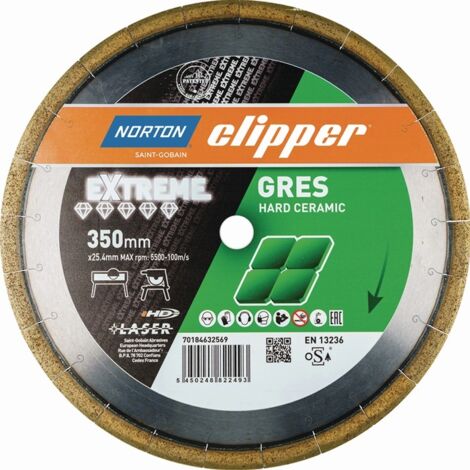 Norton Clipper Diamant Trennscheibe EXTREME GRES 350 x 25,4 mm für harte Fliesen