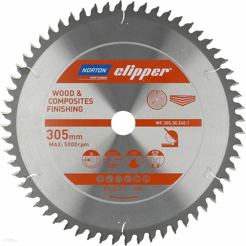 Norton - Clipper lames pour scies circulaires / scies sur table, Bois 305x30 60Z