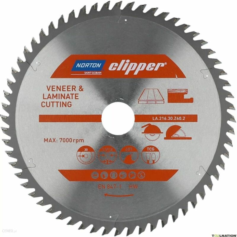 Norton - Clipper lames pour scies circulaires / scies sur table, contreplaqué et mélaminés 250x30 60Z