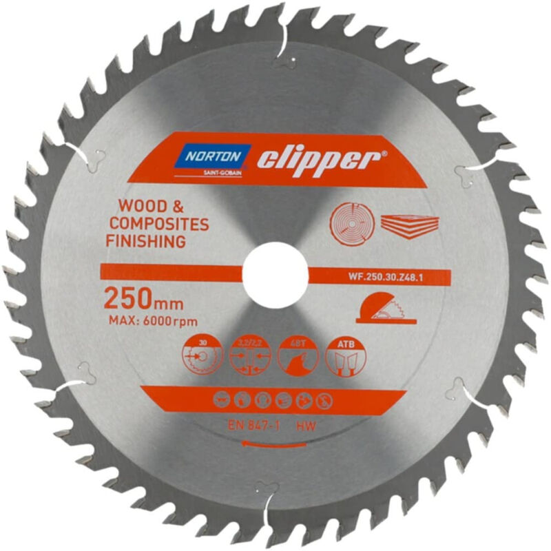 Norton - lame carbure finition 250X3.2/2.2X30 Z48 clipper - 70184608109