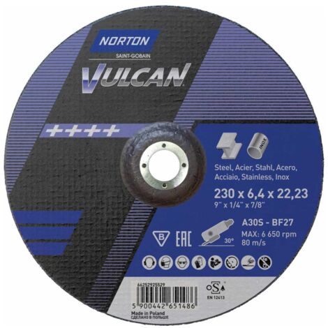 Norton Clipper Schruppscheibe Vulcan Stahl/Inox gekrö. 230x6,4