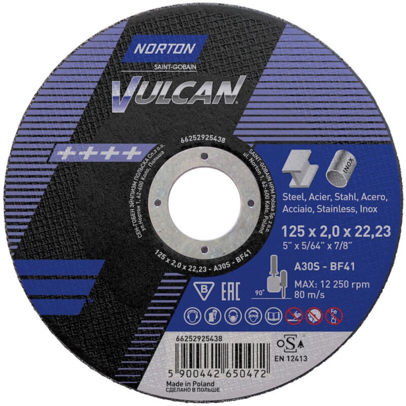 Image of Norton Trennscheibe Vulcan Stahl/Inox gerade 125x2,0