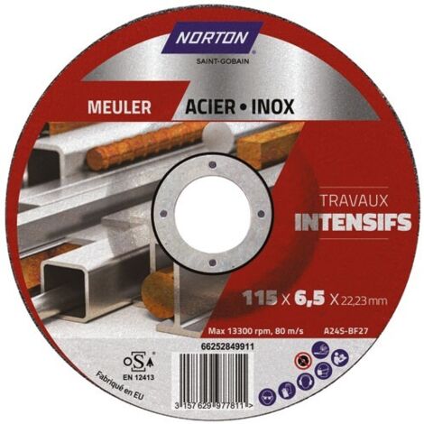 NORTON - Disque à ébarber moyeu déporté intensif métal 115x6.5x22.2