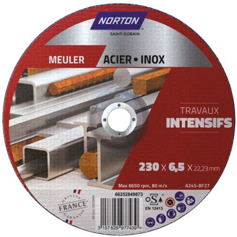 NORTON - Disque à ébarber moyeu déporté intensif métal 230x6.5x22.2
