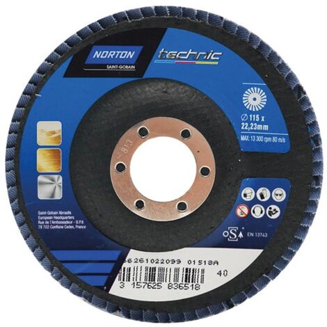 NORTON - Disque à lamelles convexe sup. fibre technic 115x22 40g