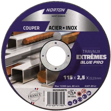 NORTON - Disque à tronçonner à moyeu déporté métal/inox 115x2.5x22.2