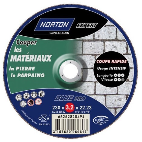 Norton Tron/çonnage /à moyeu d/éporte expert M/étal//Inox 125 x 2,5 x 22,2 mm