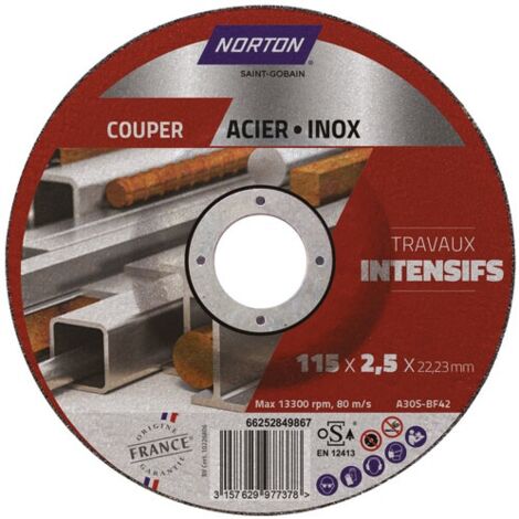 NORTON - Disque à tronçonner intensif métal 115x2.5x22.2