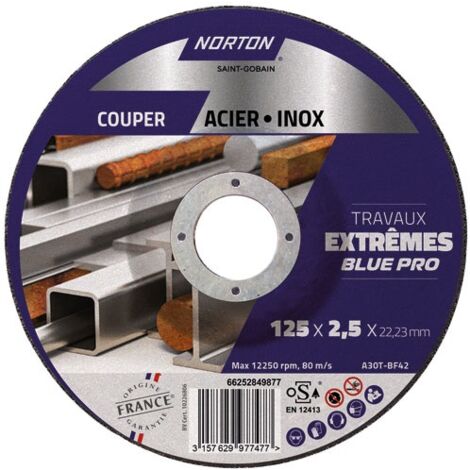 NORTON - Disque à tronçonner moyeu déporté métal/inox 125x2.5x22.2cm