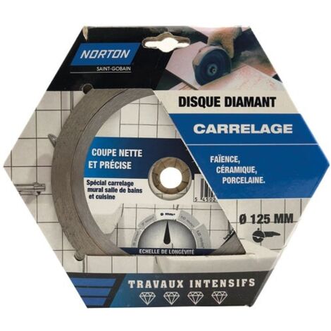 Norton – Disque diamant intensif 125mm – Type coupe carrelage – Performance optimale pour découpe précise – Durabilité accrue