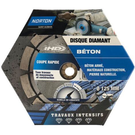 NORTON Disque diamant intensif segmenté pour matériaux de construction NORTON,Diam125mm
