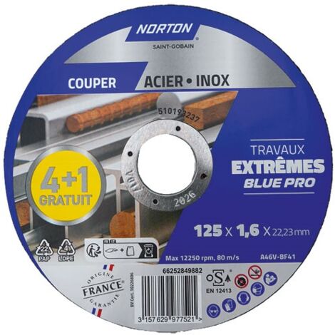 NORTON - Disque extrême métaux 125x1.6x22.2 lot 4+1