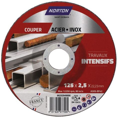 NORTON - Disque métaux 125x2.5 travaux intensifs