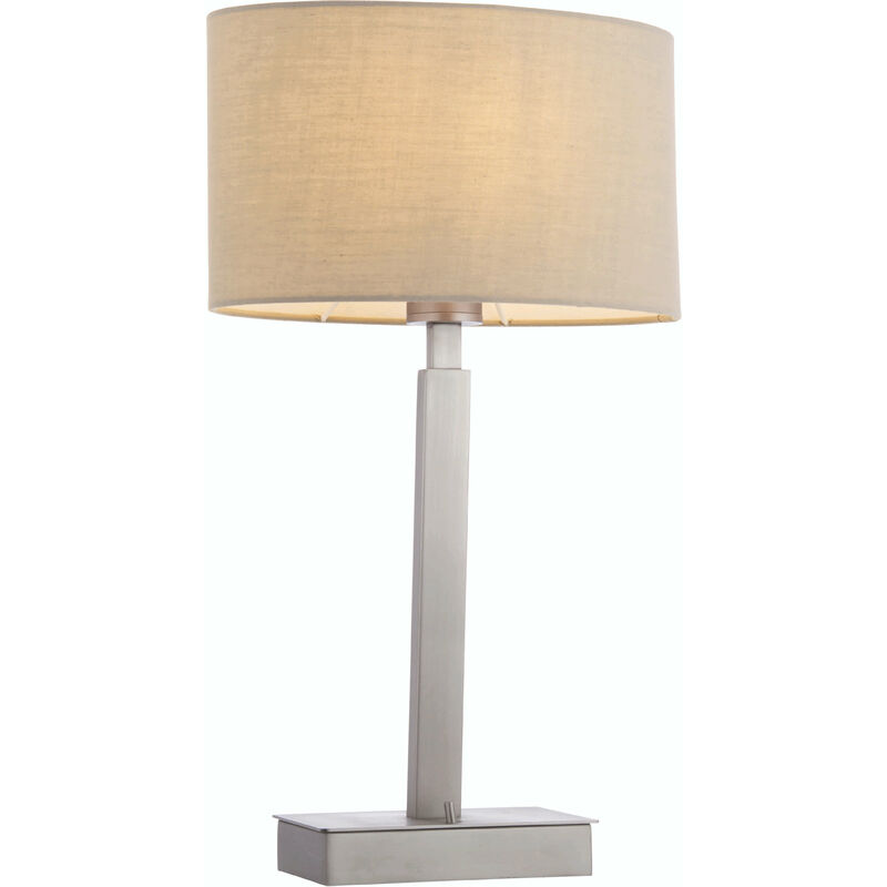Norton Ellipse Table Lamp in Steel, Matt Nickel Plate and Taupe Fabric