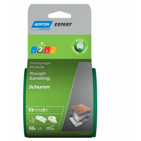 Norton Expert - Rotolo di carta abrasiva Norgrip, 93 x 5 m, grana 80