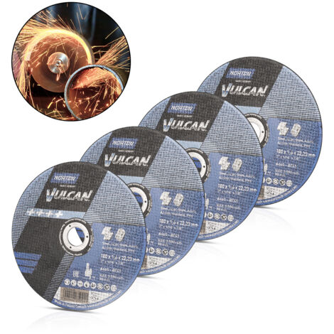 NORTON Juego de 4 discos de corte 180 x 1,6 x 22,23 mm para sierras de corte de metal