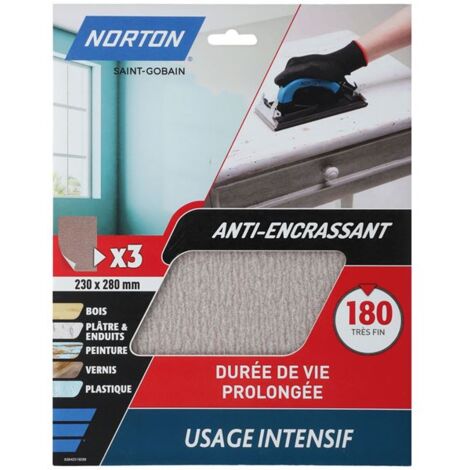 NORTON - Papier anti encrassant grain 240 3 feuilles