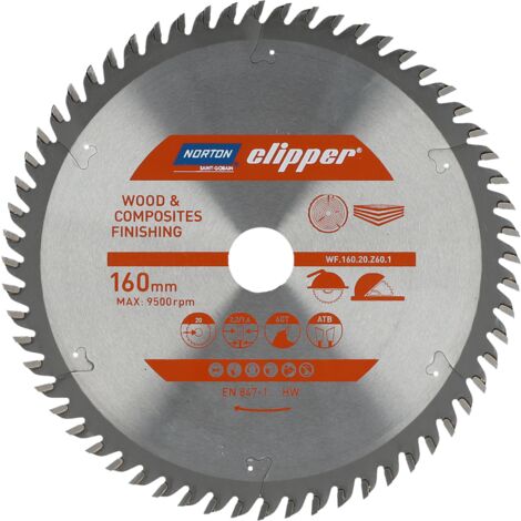 Norton piła tarczowa 160mm x 20mm x 60z drewno i kompozyty atb (2,2 / 1,6)
