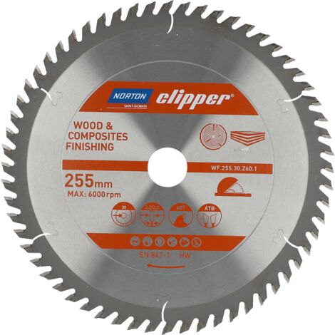 Norton piła tarczowa 250mm x 30mm x 60z drewno i kompozyty atb (3,2 / 2,2)