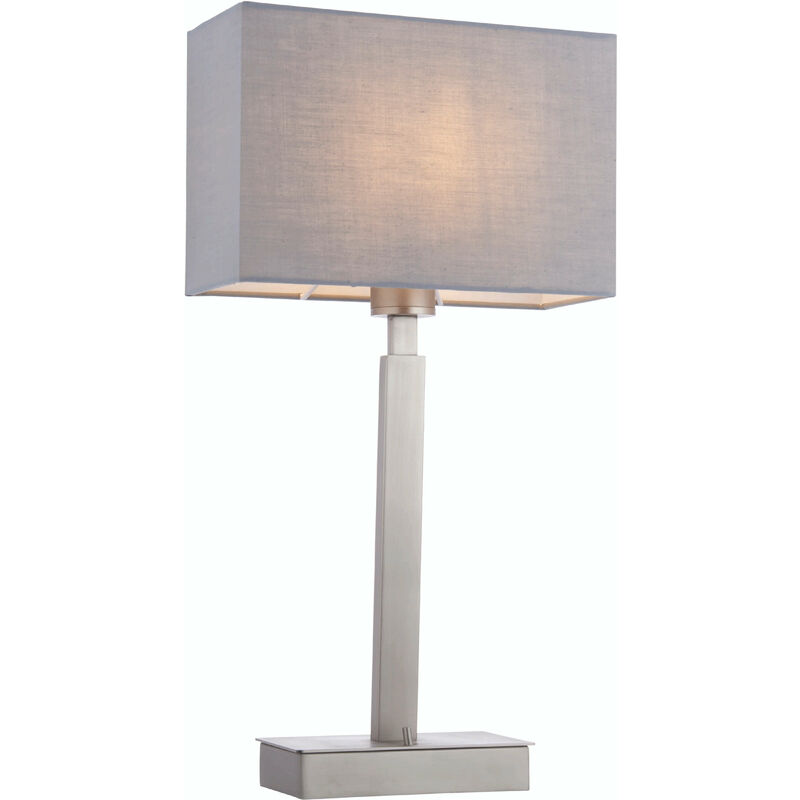 

Norton rectangular de acero lámpara de mesa, placa de níquel mate y tela gris
