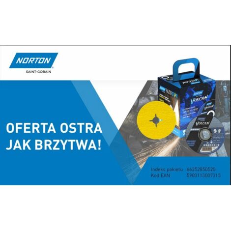 Norton zestaw tarcz vulcan 125mm x 1mm metal/inox 100szt. +2xfibre 100szt.
