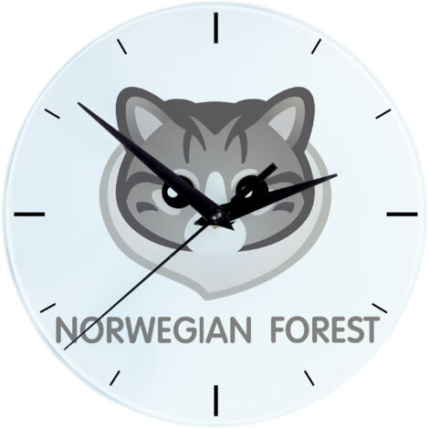 Norwegischer Wald - MDF-Uhr mit Grafik und Aufschrift von Art-Dog