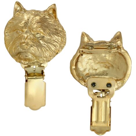 Norwich Terrier - broche avec clip, porte-numéro de départ plaqué or, badge noble pour une exposition canine par Art-Dog