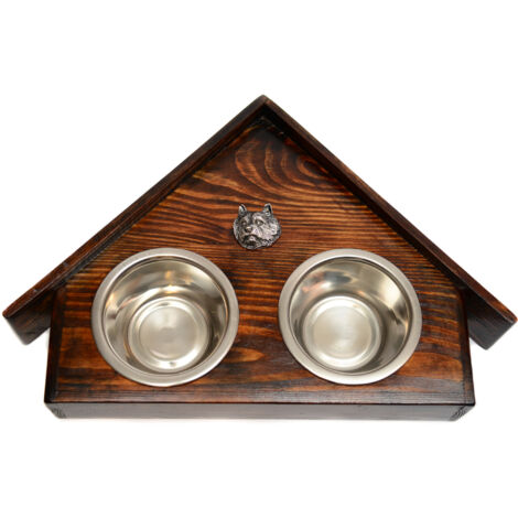 Norwich Terrier - supporto in legno con ciotole per cani, ciotole decorative per cani, un regalo per l'adozione di un cane di Art-Dog