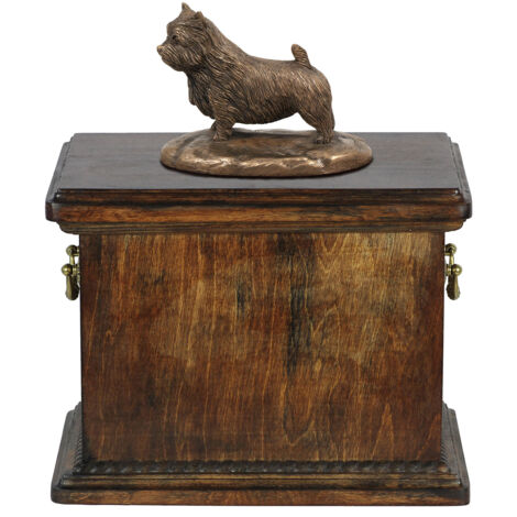 Norwich Terrier - un'urna per le ceneri del cane, un'urna con una statuetta, un'urna elegante in stile classico di Art-Dog