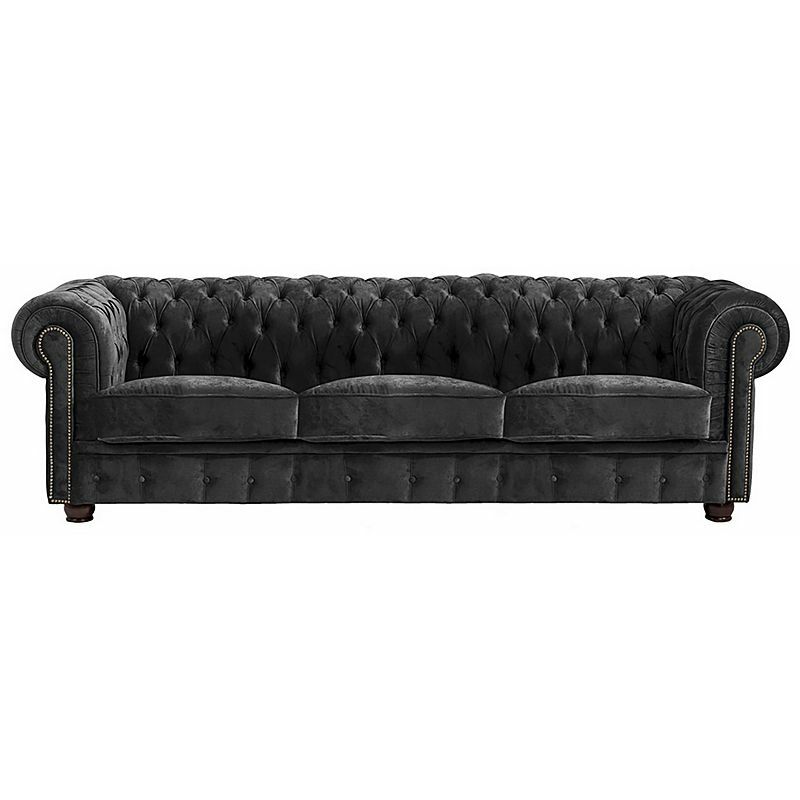 Max Winzer - Sofa 3-Sitzer NORWIN-23 Samtvelours Farbe schwarz Sitzhärte fest B: 200cm T: 98cm H: 74cm