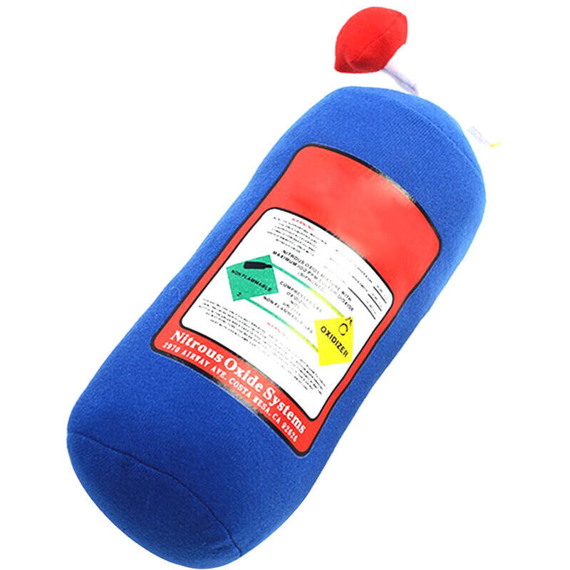 Blue)Nos Oreiller de bouteille d'oxyde nitreux Coussin d'appui-tête décoratif de voiture Oreiller en peluche créatif, appui-tête