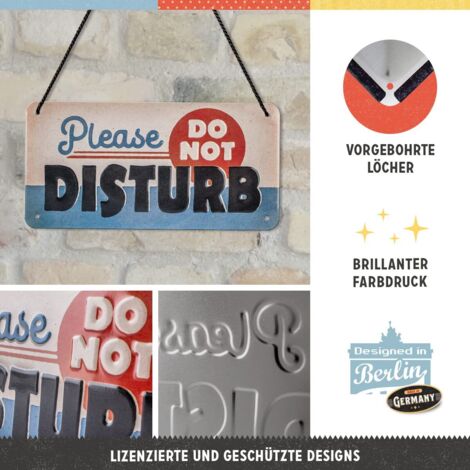 Nostalgic-Art 28057 Targa da appendere, Do Not Disturb – Segnale di avviso per idea regalo, in metallo, Design retrò per decorazione, 10 x 20 cm