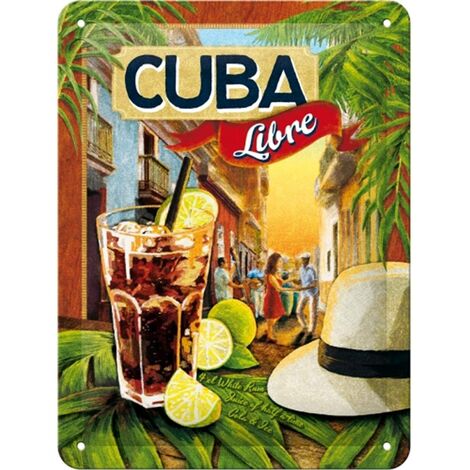 Nostalgic-Art 40361132614 Cartello Cocktail-Time - Cuba Libre, Acciaio, Multicolore, 20 x 15 x 0.2 cm