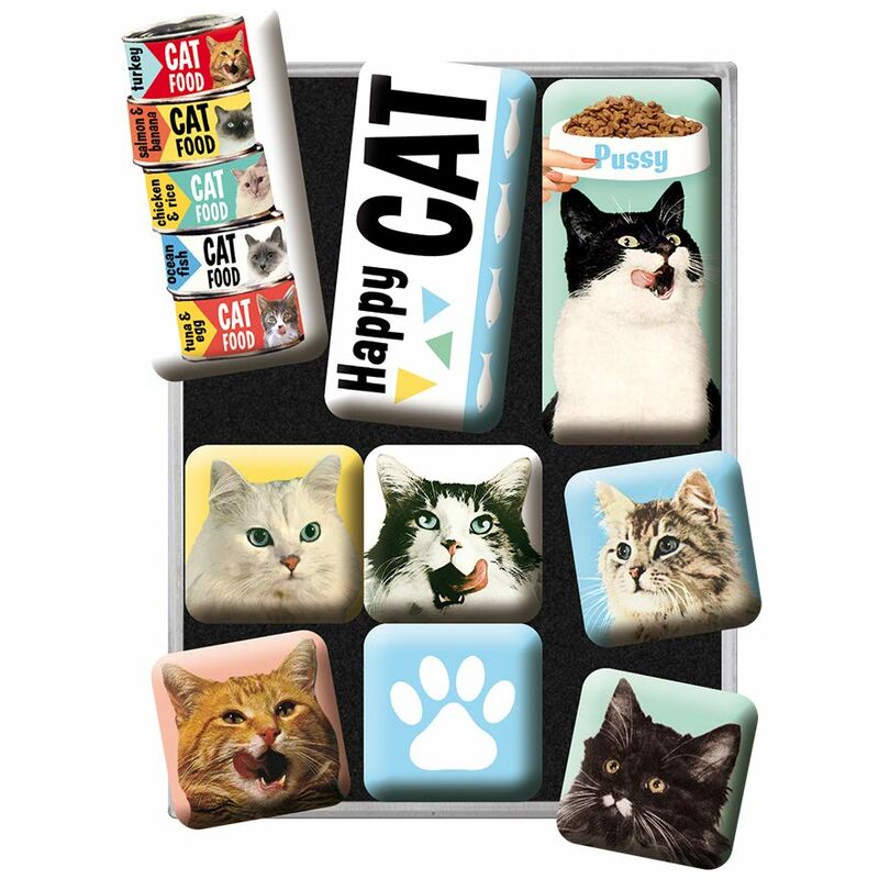 Image of Nostalgic-art - Nostalgic Art 40361138309 Set di 9 Magneti Happy Cats, Acciaio, Multicolore, 9 x 7 x 2 cm