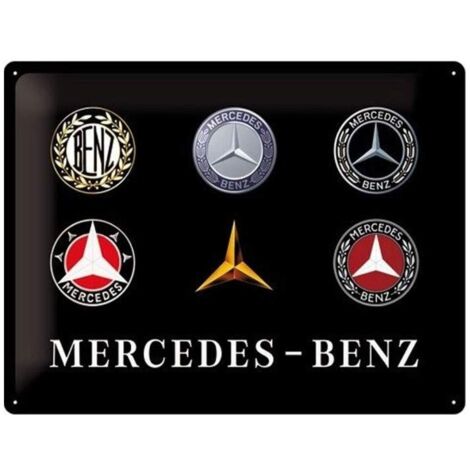 Nostalgic-Art Art 23251 Targa Vintage Mercedes-Benz – Logo Evolution – Idea regalo per amanti di accessori per auto, in metallo, Design retro, 30 x 40 cm
