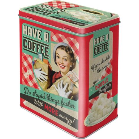Nostalgic-Art Contenitori di Latta retrò L Have A Coffee – Idea Regalo per Amanti della Nostalgia, Metallo, Design Vintage, 3 l