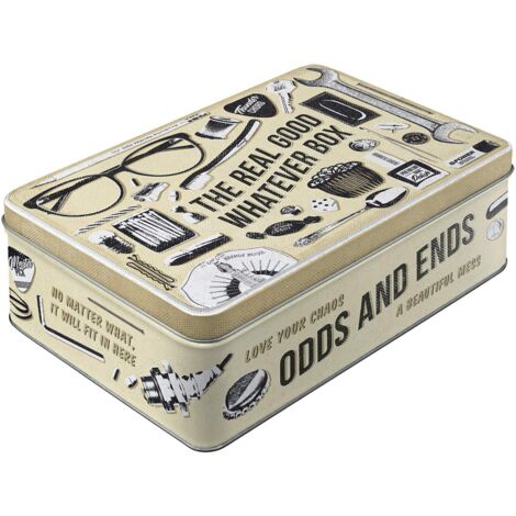 Nostalgic-Art Piatto in Stile retrò Whatever Odds & Ends Box – Idea Regalo per Fan della Nostalgia, Barattolo di Latta con Coperchio, Design Vintage, 2.5 L