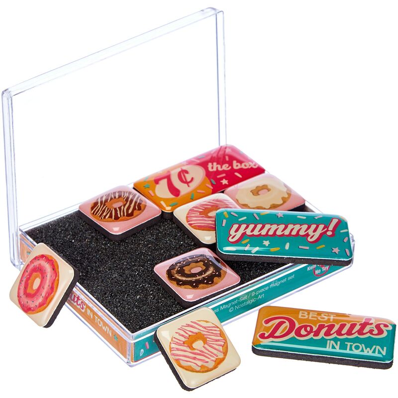Image of Nostalgic-art - 40361138309 Set di 9 Magneti Donuts, Acciaio, Multicolore, 9 x 7 x 2 cm