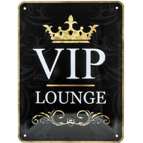 Nostalgic-Art Targa Vintage Achtung – VIP Lounge – Segnale di avviso per Idea Regalo, in Metallo, Design Retro per Decorazione, 15 x 20 cm