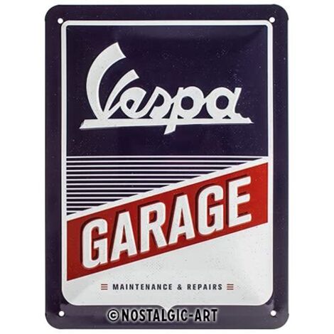 Nostalgic-Art Targa Vintage Vespa – Garage – Idea regalo per amanti degli scooter, in metallo, Design retro per decorazione, 15 x 20 cm