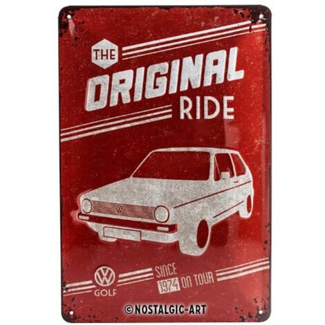 Nostalgic-Art Targa Vintage Volkswagen Original Ride – Idea Regalo per i Golf VW, in Metallo, Design Retro per Decorazione, 20 x 30 cm
