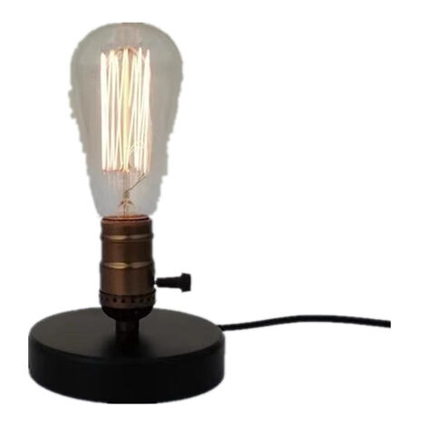 main image of "Nostalgic retro style iron wood table lamp small black table lamp decorative table lamp"
