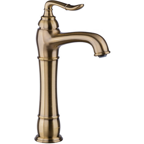 Nostalgie Armatur Bronze Messing Lang für Aufsatzwaschbecken