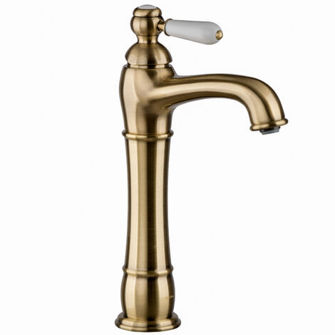 Nostalgie Armatur Bronze Messing Lang für Aufsatzwaschbecken