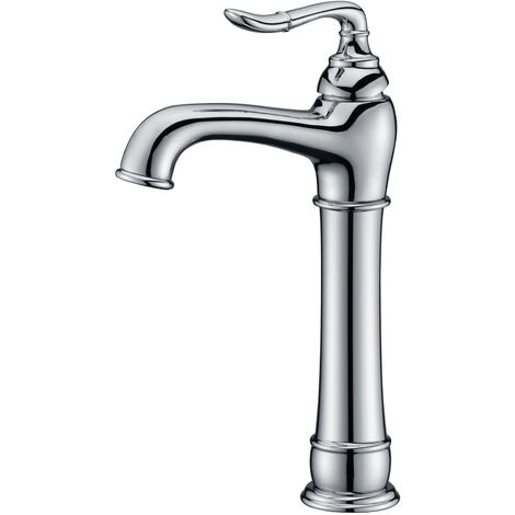Nostalgie Armatur Chrom Lang für Aufsatzwaschbecken