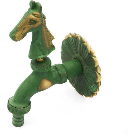 Nostalgie Auslaufventil Pferd 1/2 Zoll patiniertes Messing