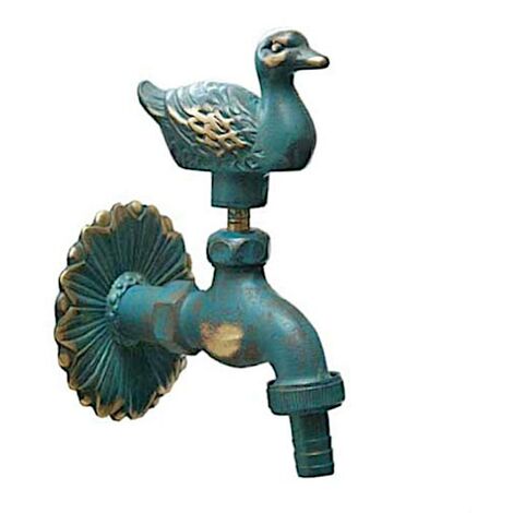 Nostalgie Gartenauslaufventil 1/2 Zoll, Messing patiniert Ente