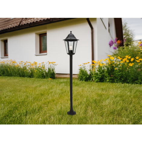 Nostalgische LED Wegeleuchte aus Aluminium in schwarz 125cm Höhe IP44
